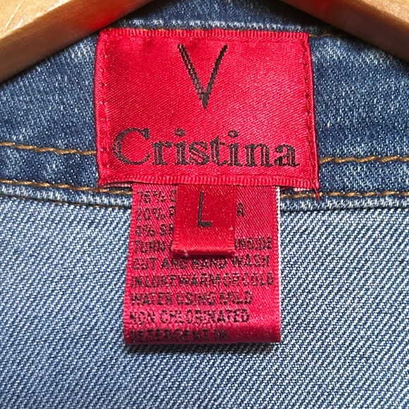 V Christina denim turquoise and ruby butterfly jacket size large - Picture 5 of 11